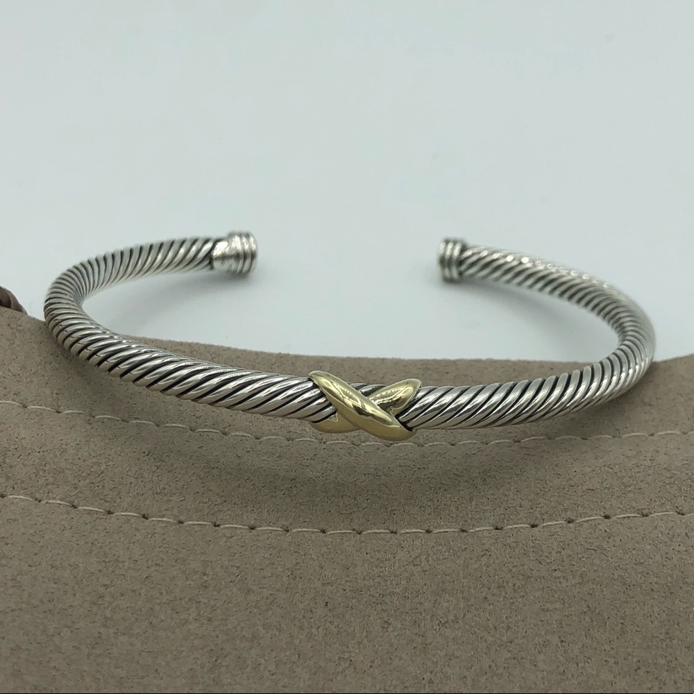 David Yurman 4mm Gold X Bracelet Size Large